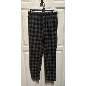 Hurley Men's Black and Gray Plaid Pajama Pants